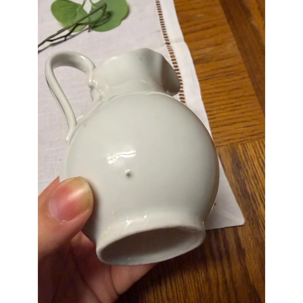 Vintage Porcelain Floral Creamer Pitcher | Scalloped Edge‎ with Gold Trim